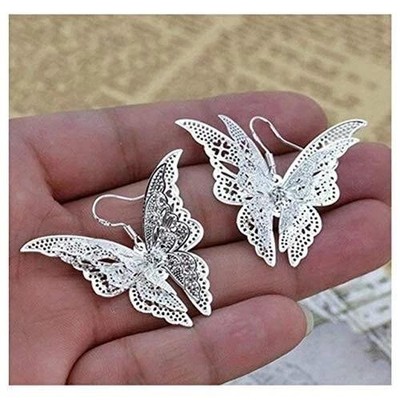 Butterfly Earrings, 3D Raised Simulated Faux Diamonds  New