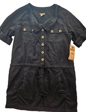 Womens Short Black Drawstring Dress Size Med 8-10 Ruff Hewn