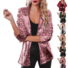 Comfy Fashion Blazer Female Long Sleeve Outerwear Party Sequins Street