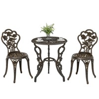 Outsunny Outdoor Bistro Set with Umbrella Hole Rose Design Metallic