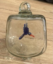 ESTATE ART GLASS HAND BLOWN GLASS HUMMINGBIRD FEEDER
