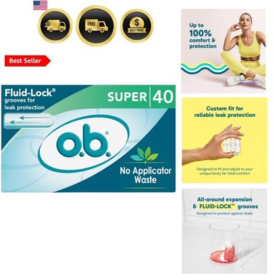 Tampons No Applicator, Fragrance-Free - 40ct | Applicator-Free Tampons Super,...