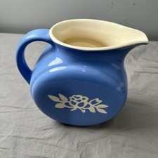 Harker Pottery Cameoware White Rose Blue Ball Pitcher — listing 5