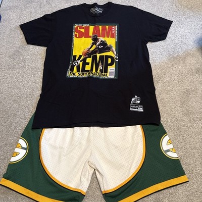 Mitchell &Ness Seattle Super Sonics Throwback Retro Shorts/Shirt Men s XL/L Kemp