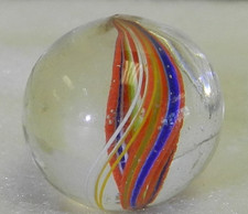 20438m Vintage German Handmade Divided Ribbon Swirl Marble .60 Inches Mint