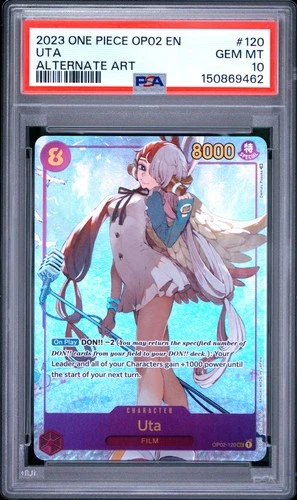 2023 ONE PIECE OP02-PARAMOUNT WAR ALTERNATE ART #120 UTA PSA 10