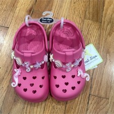 First Steps Pink Clog Sandals Kids US 10 Seahorse Heart Cutouts