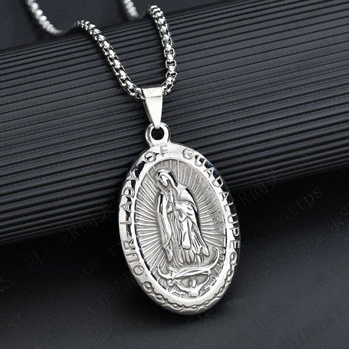 Neu Katholische Jungfrau Maria Unsere Liebe Frau von Guadalupe Medaille Anhänger Halskette Kette - Bild 3 von 6