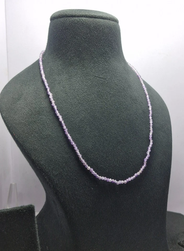 Colar de contas facetadas de cura de ametista natural joias feitas à mão - Imagem 3 de 4