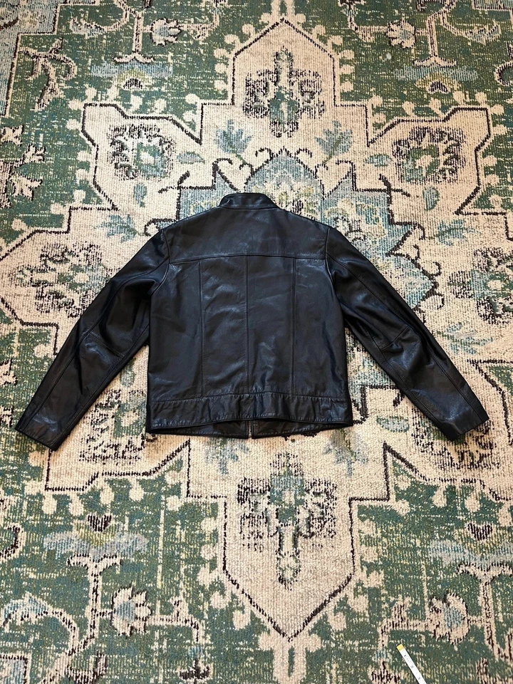Chaqueta de moto de cuero Preston & York vintage para mujer negra talla mediana de colección Foto 2 de 4