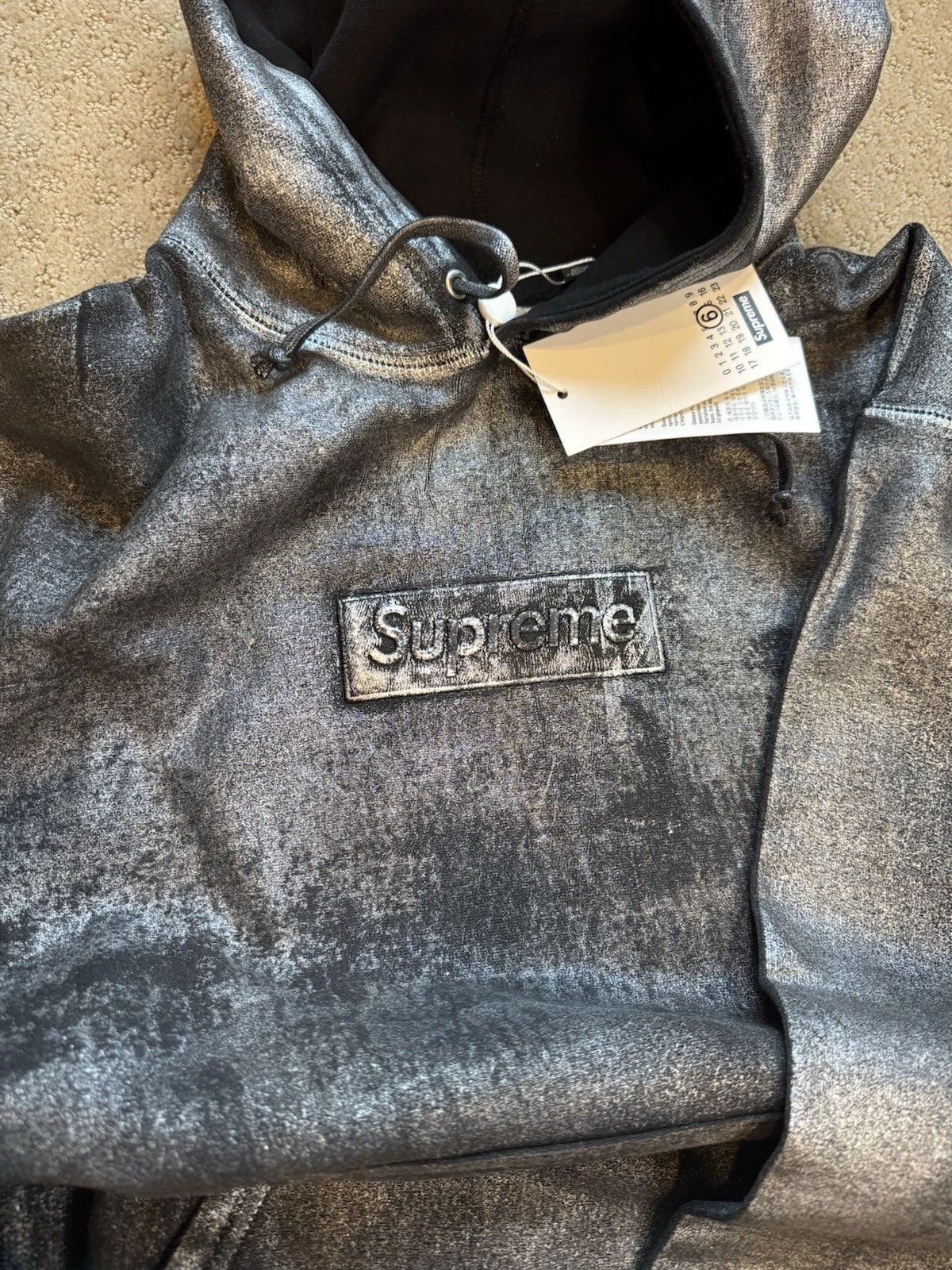 Felpa con cappuccio Supreme x MM6 Maison Margiela Foil Box logo 'Nero' taglia M