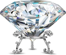 3.15 inch Large Crystal Diamond Paperweight with Stand Jewels Wedding Decora