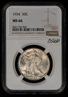 1934 50c Walking Liberty Silver Half Dollar - Frosty PQ - NGC MS 66 - B5680
