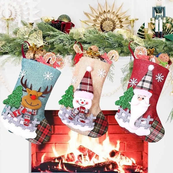 Nikolausstrumpf Kinder 3Er Set Jute Weihnachtsstrumpf Personalisiert Deko-image