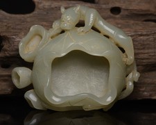 Certified Natural Hetian Jade Hand-carved Exquisite Brush Washers 71718
