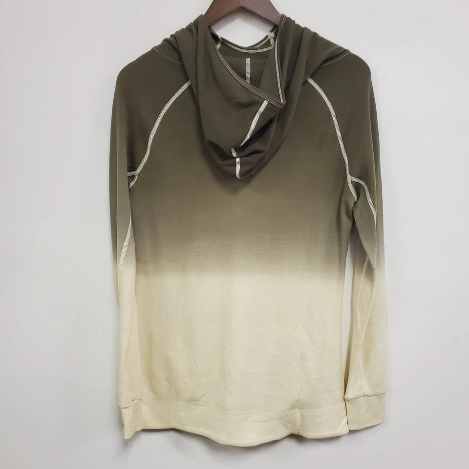 Sudadera con capucha de snorkel de lana merino ligera lanuda para mujer talla M beige capa base Foto 3 de 4