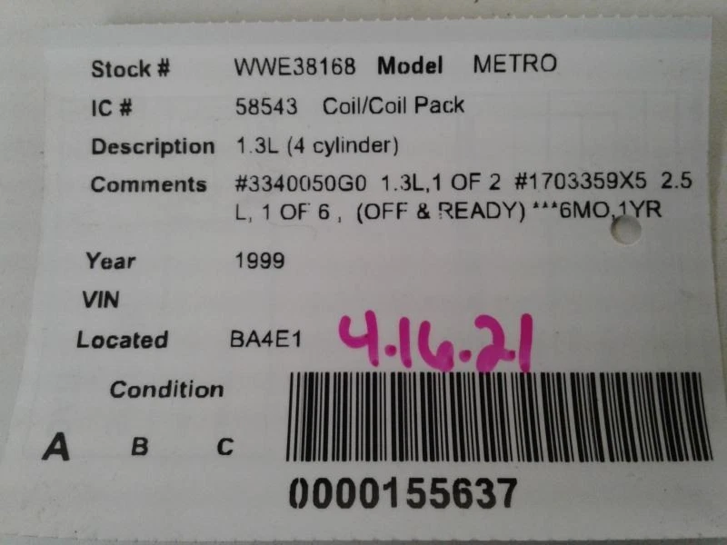 Bobina/encendedor compatible con 99-04 TRACKER 589887 Foto 3 de 3