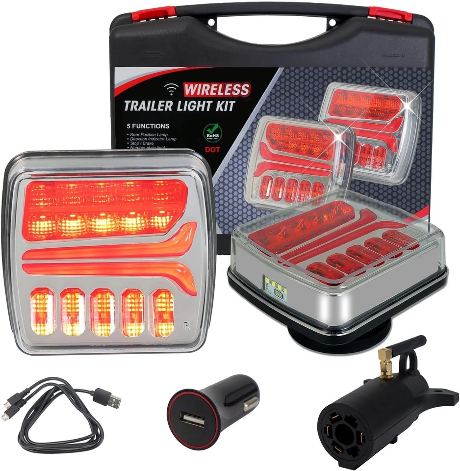 Portable Rechargeable Trailer Tow Lights - IP65 Waterproof & Magnetic Design - Image 3 of 4