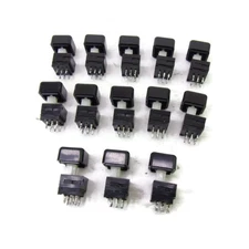 13-pcs USED Momentary DPDT Pushbutton Switches w/ 12mm x 12mm Black Knob