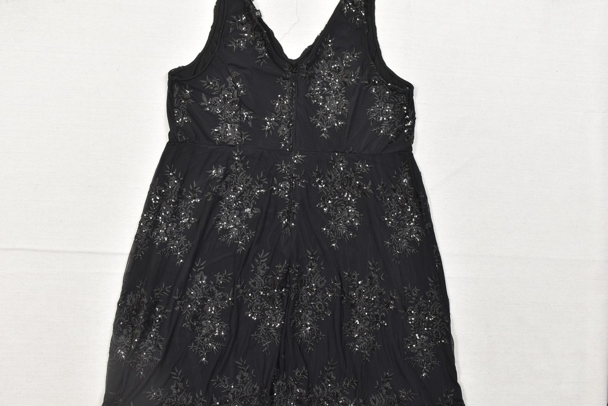 Torrid Women's Fit & Flare Dress Floral Sequin Black Size 20 V Neck Nylon  NEW | eBay