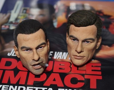 DOUBLE IMPACT 1/6 2 HEAD SCULPT SET, VAN DAMME ACTIONFIGUR, CUSTOM, TOYS, HOT