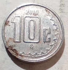 10 Centavos 2010 Mexico Tiny Coin 14 mm