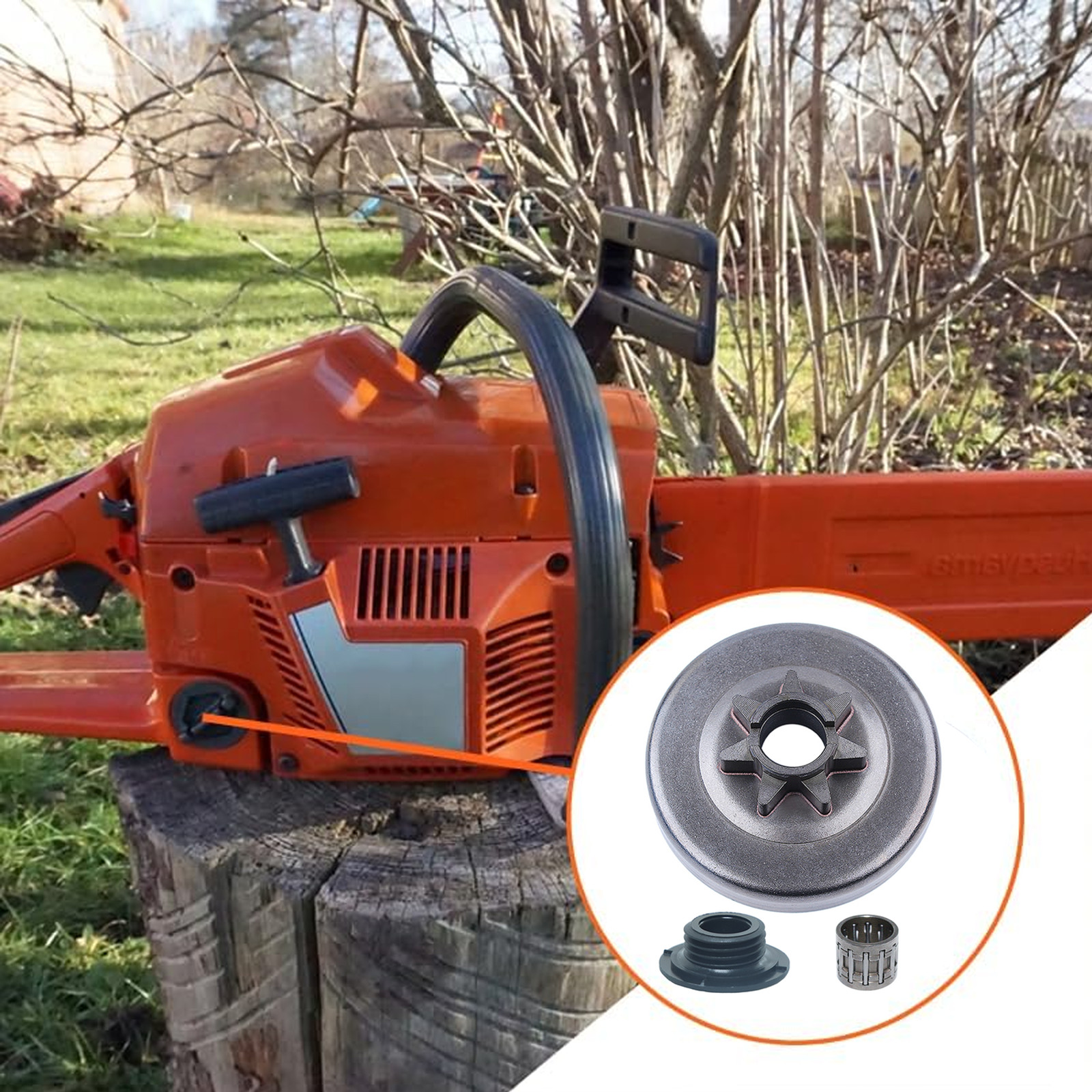 537291604 3/8"-7 Spur Sprocket Clutch Drum Kit For Husqvarna 455 460 Rancher 461