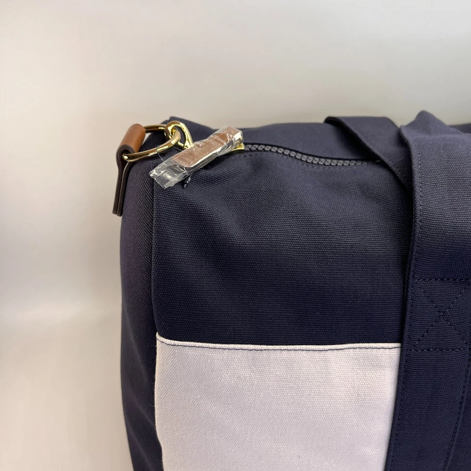 Tommy Hilfiger Duffle Bag Colorblock Navy Red White Canvas Gym Travel Weekender - Image 4 of 4