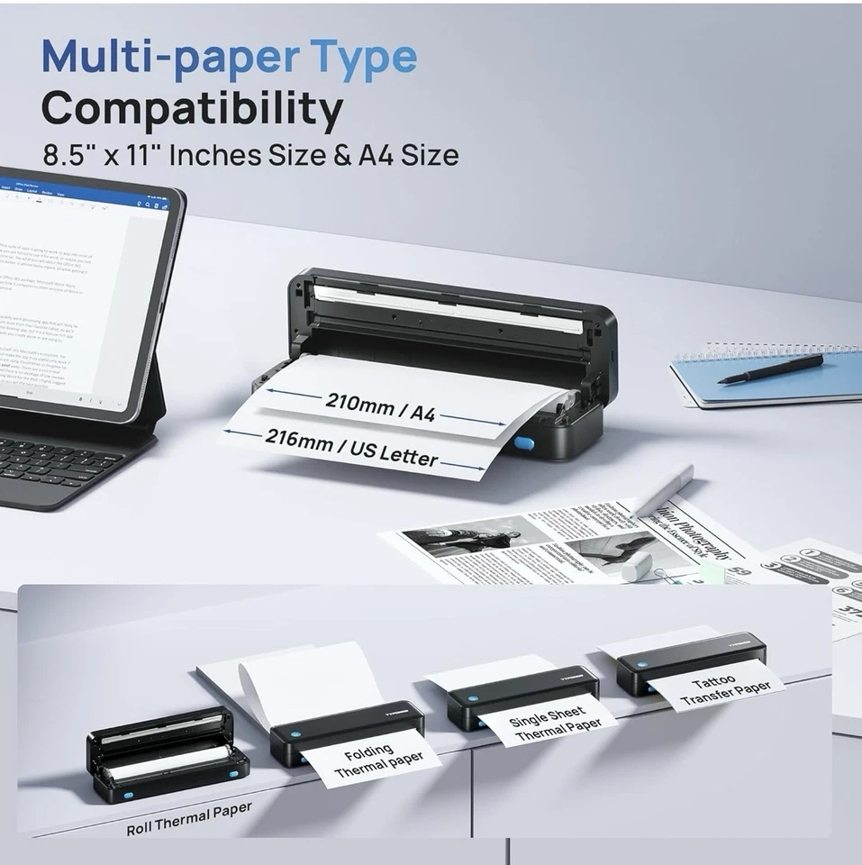 A4 paper size Wireless Inkless Portable Thermal Printer for Phone & Computer - Image 4 of 4