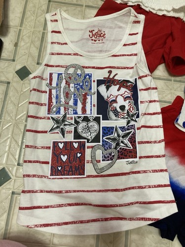 Lot Of 10 Mix And Match Red, White & Blue Summer Clothing Girls Size 7/8 - Picture 4 of 15