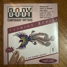 BODY PRINTS ROSE TEMPORARY TATTOOS  MATCHING NAIL TRANSFERS open box
