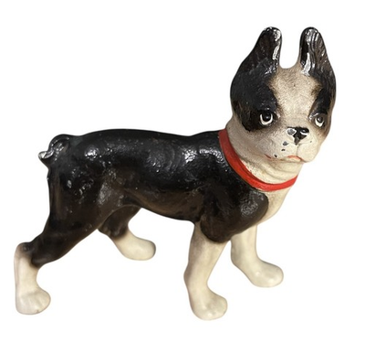 #ad #ad ANTIQUE HUBLEY Mini BOSTON TERRIER CAST IRON Paperweight STATUE 3” doorstop $125.00