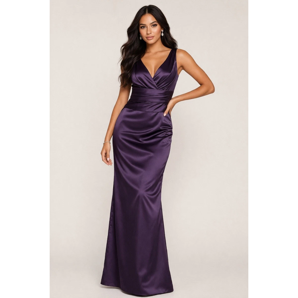 satin purple bridesmaid dresses Sexy Purple Mermaid Off Shoulder Maxi Long Bridesmaid Dresses For Wedding  Party fg5654