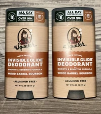 New! 2-Pack Dr. Squatch Wood Barrel Bourbon Invisible Glide Deodorant 2.65oz Ea
