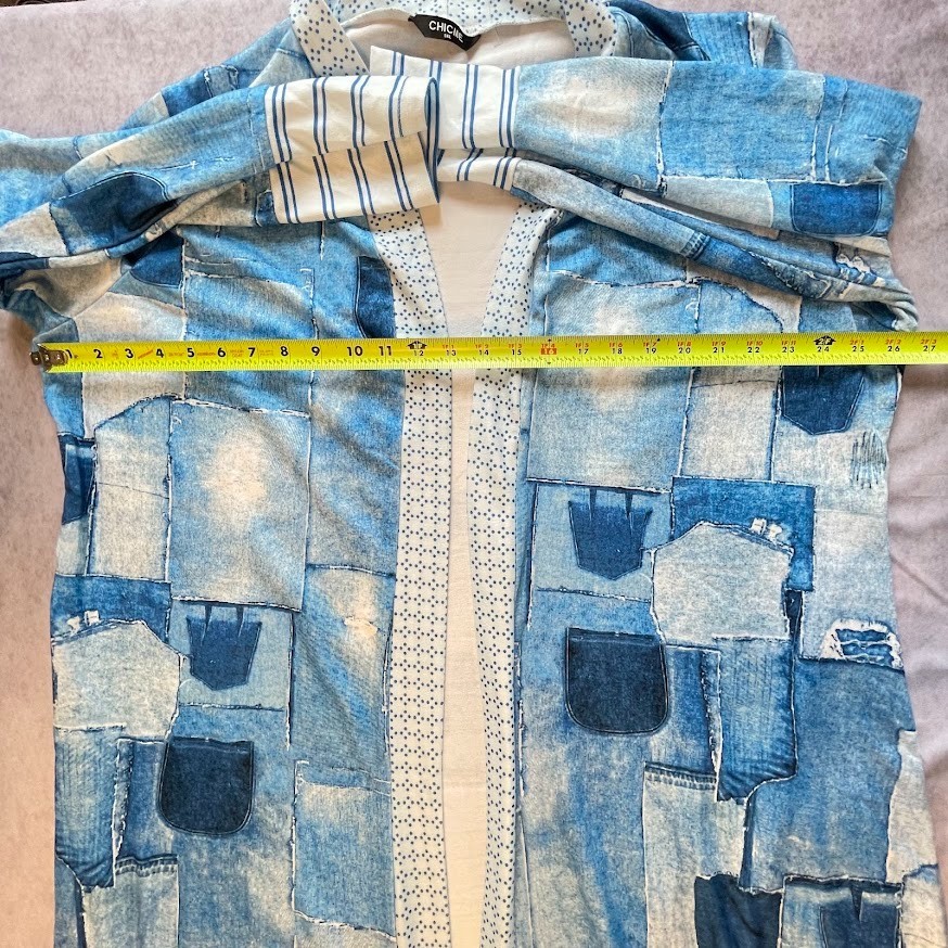 ChicMe Patchwork Pattern Duster Plus Size 4X Blue… - image 12