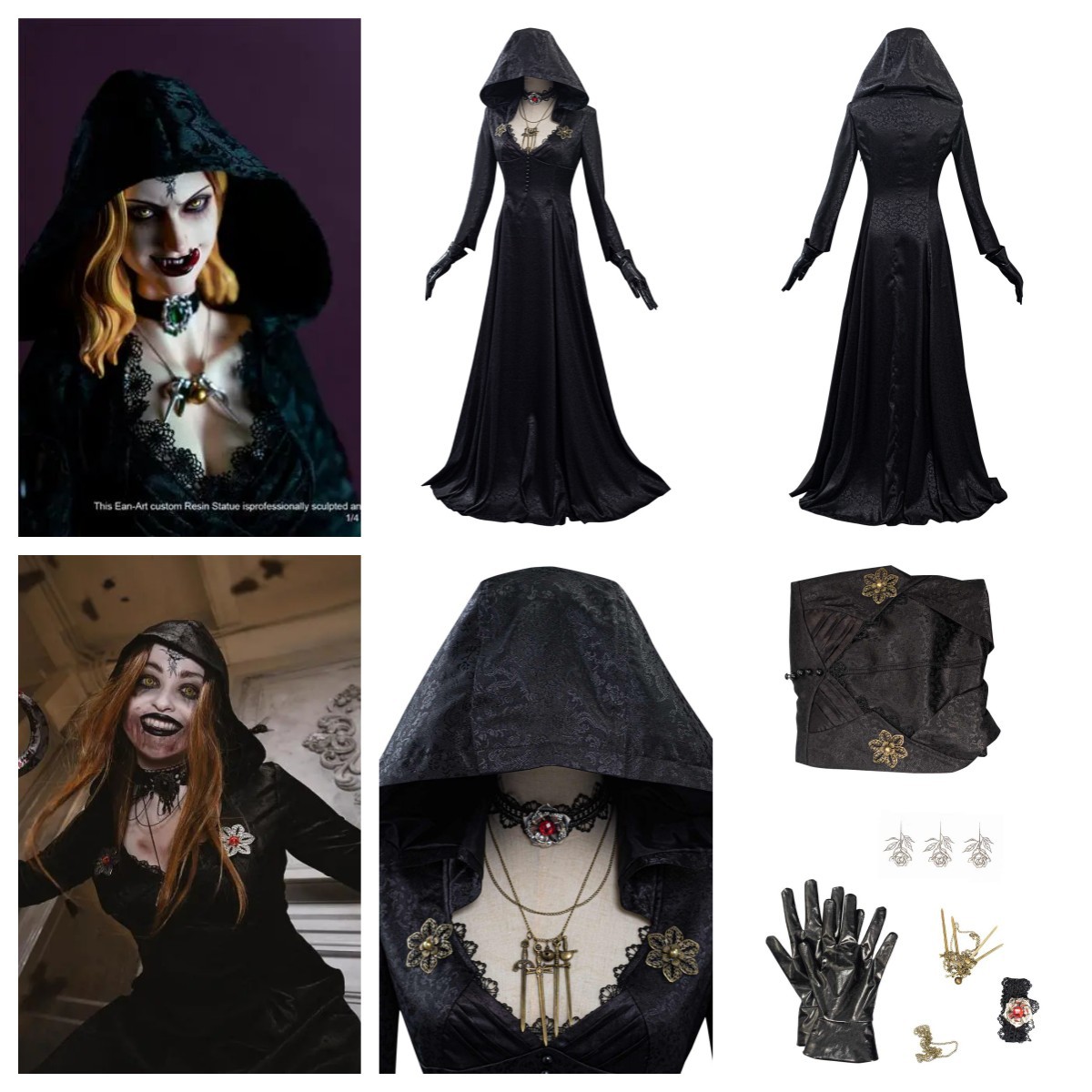 Bela Dimitrescu Vampire Moth Lady Cosplay Costume Halloween black Long Dress set | eBay Bela Dimitrescu Vampire Moth Lady Cosplay Costume Halloween black Long Dress set | eBay