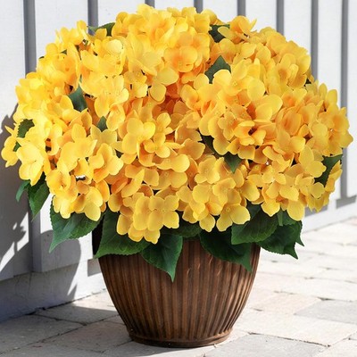 16 Bundles Artificial Hydrangea Flowers for Outdoor Decor, Realistic Faux Sil...