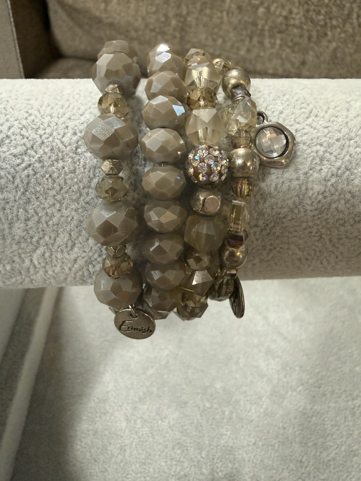 Erimish Stackable Beaded Charm Bracelet Set Gold … - image 1