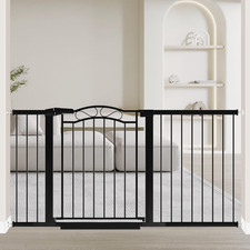 Extra Wide Baby Gate 59.9"-62.5" with Door, Pressure Mounted, Black