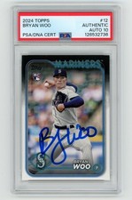Bryan Woo Signed 2024 Topps Series 1 #12 PSA 10 Auto RC Rookie Mariners POP 3