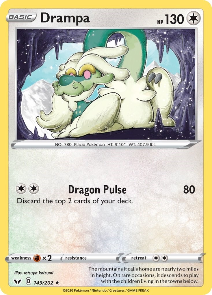 Drampa 149/202 Rare SWSH01: Sword & Shield Base Set Pokemon Near Mint
