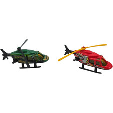 1989 Hot Wheels Propper Chopper Diecast Helicopter Vintage Lot of 2 Red & Green