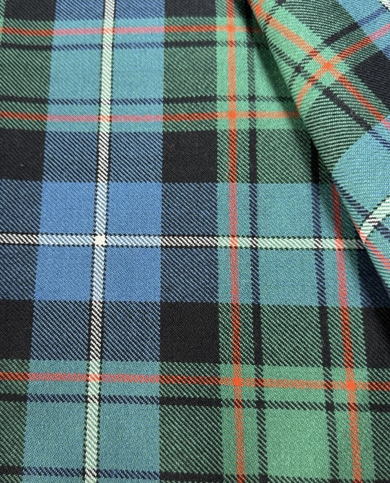 MacRae Hunting Ancient Tartan Green Blue White 100% Wool L 126cm /W 60 Cm - Image 3 of 4
