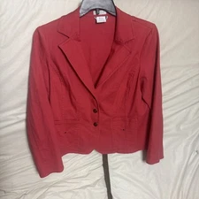 Large Red FDJ 3 Button Full Front Collared Long Sleeve