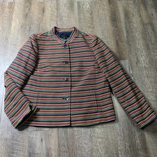 Talbots Blazer Jacket Womens 12 Multicolor Striped Button Up Lined