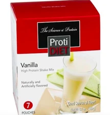 Keto: ProtiDiet vanilla meal replacement Shake Mix 7 pouches (4 net carbs)