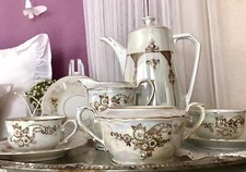 Kahla Porzellan irisierend Golddekor Art Déco Jugendstil Kaffee-Service 4 Pers.