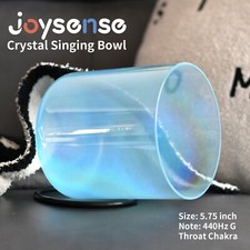 Clear Crystal Singing Bowl 5.75" 440Hz G Note Quartz Cosmic Light Blue With Case
