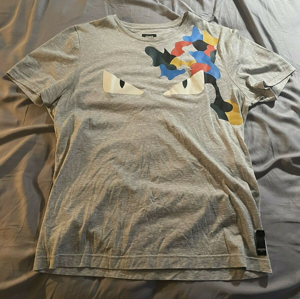 Fendi T-Shirt Monster Face Bag Bugs Eyes Camo Sz 52 US L