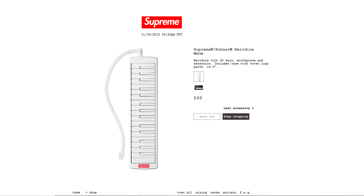 Supreme®/Hohner® Melodica (Wind Keyboard) FW18 2018 LIMITED Supreme®/Hohner® Melodica (Wind Keyboard) FW18 2018 LIMITED